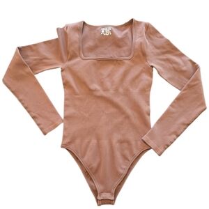 OQQ Brown Long Sleeve Bodysuit Small New